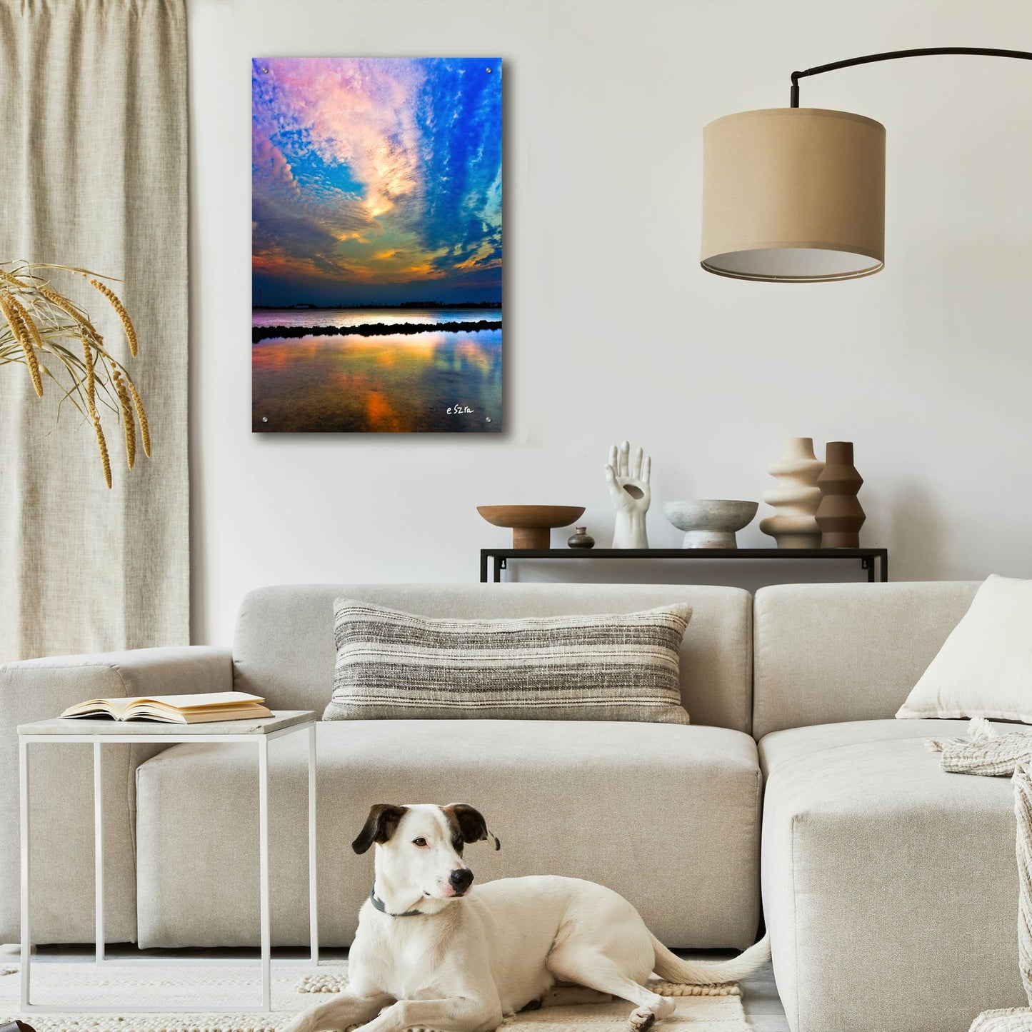 Epic Art 'Pink Clouds Twilight Sky Water Refection' by Ezra Tanner, Acrylic Glass Wall Art,24x36