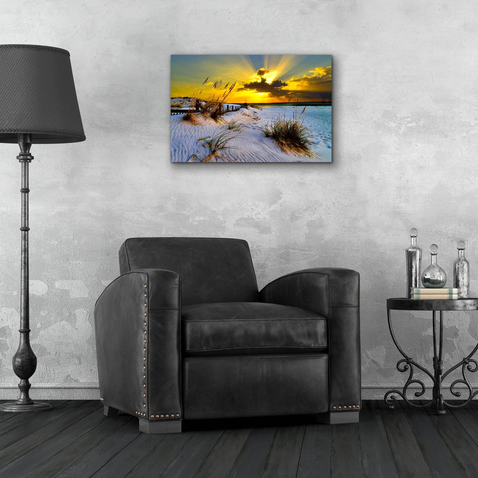 Epic Art 'Landscape Photography Beach Golden Sunset' by Ezra Tanner, Acrylic Glass Wall Art,24x16