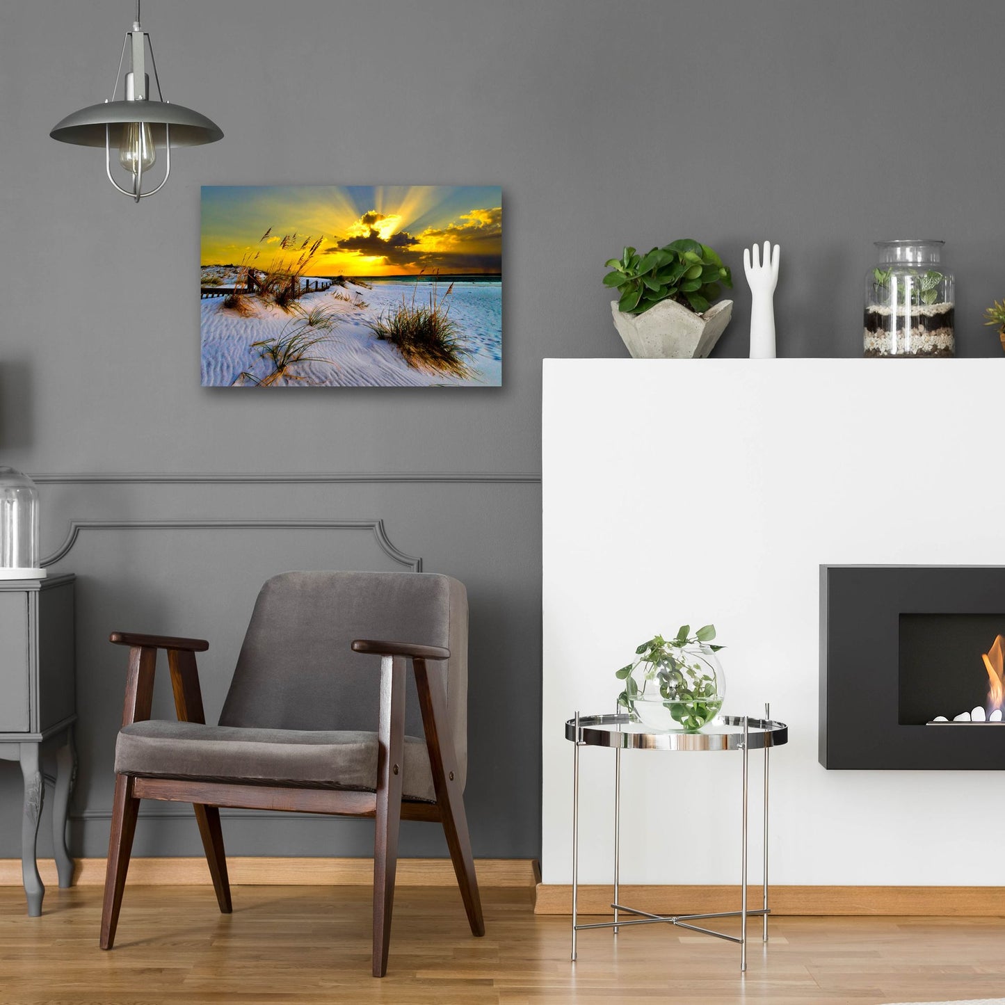 Epic Art 'Landscape Photography Beach Golden Sunset' by Ezra Tanner, Acrylic Glass Wall Art,24x16