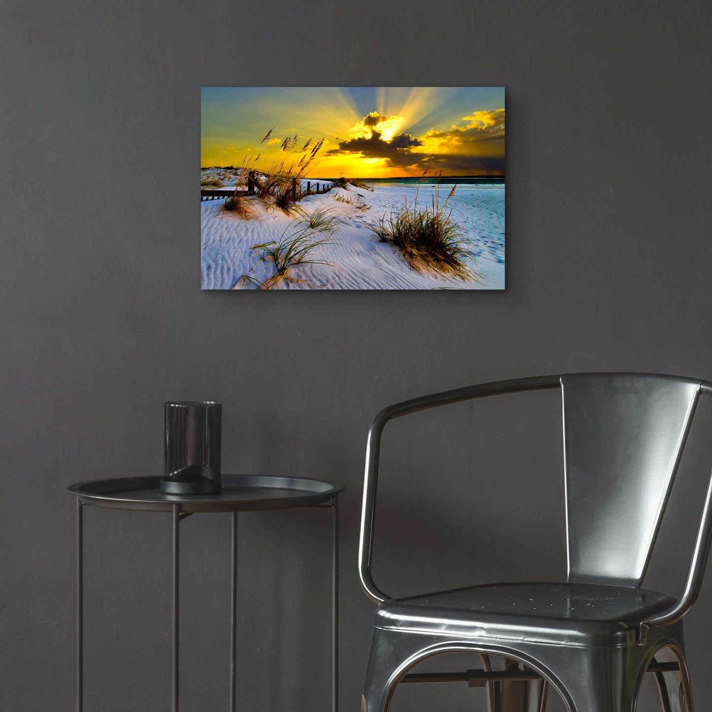 Epic Art 'Landscape Photography Beach Golden Sunset' by Ezra Tanner, Acrylic Glass Wall Art,24x16