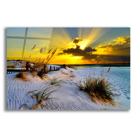 Epic Art 'Landscape Photography Beach Golden Sunset' by Ezra Tanner, Acrylic Glass Wall Art