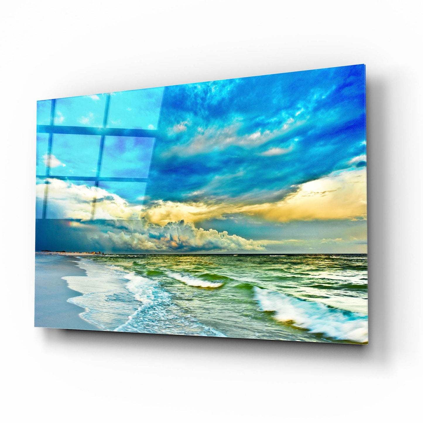 Epic Art 'Landscape Photography Blue And Turquoise Sea' by Ezra Tanner, Acrylic Glass Wall Art,16x12