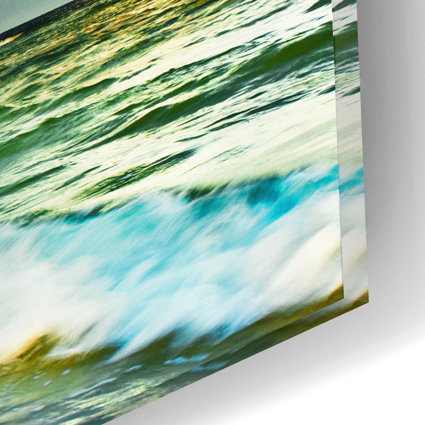 Epic Art 'Landscape Photography Blue And Turquoise Sea' by Ezra Tanner, Acrylic Glass Wall Art,16x12