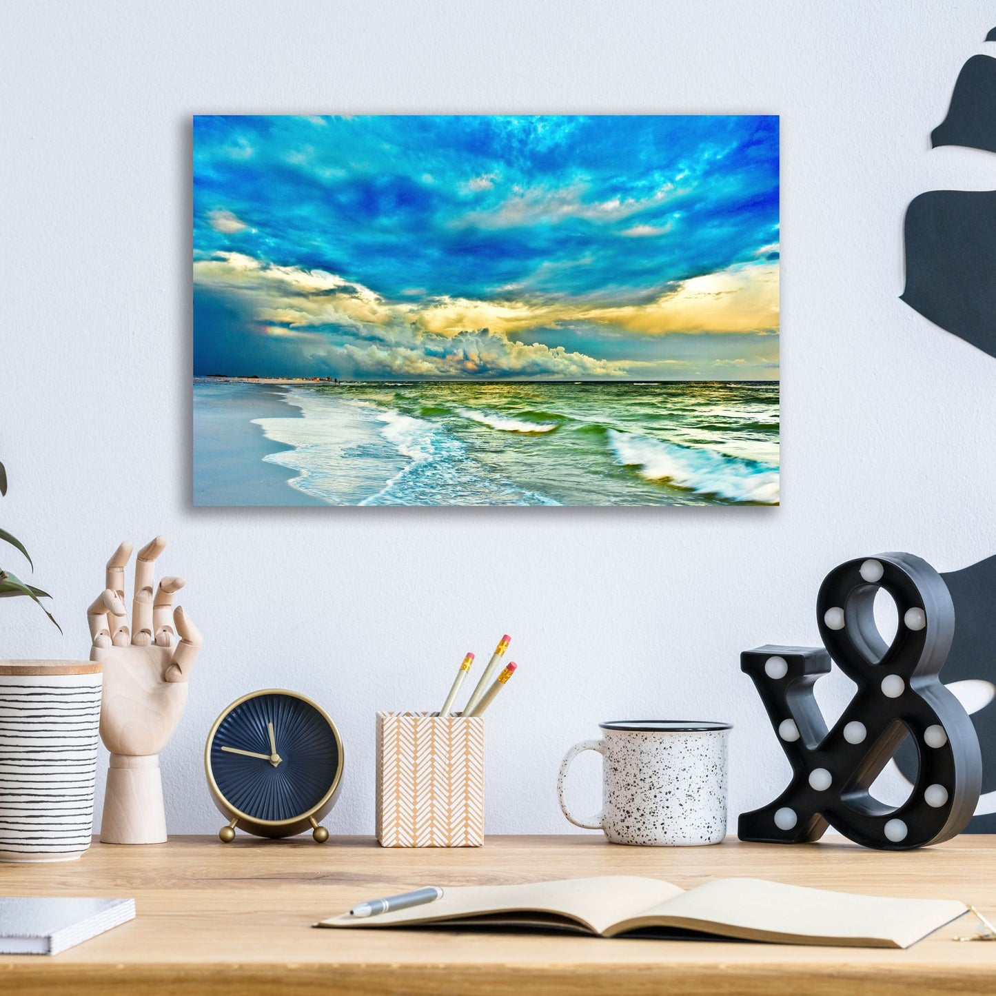 Epic Art 'Landscape Photography Blue And Turquoise Sea' by Ezra Tanner, Acrylic Glass Wall Art,16x12