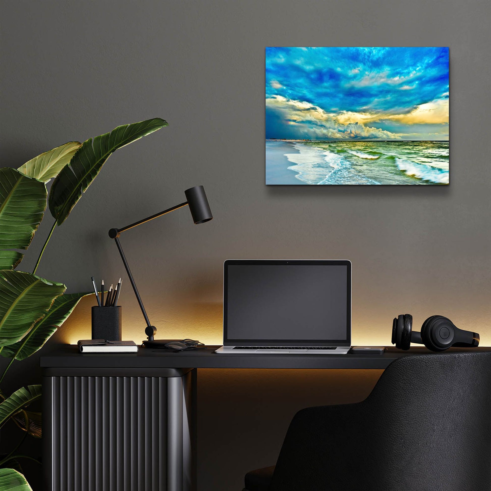 Epic Art 'Landscape Photography Blue And Turquoise Sea' by Ezra Tanner, Acrylic Glass Wall Art,16x12