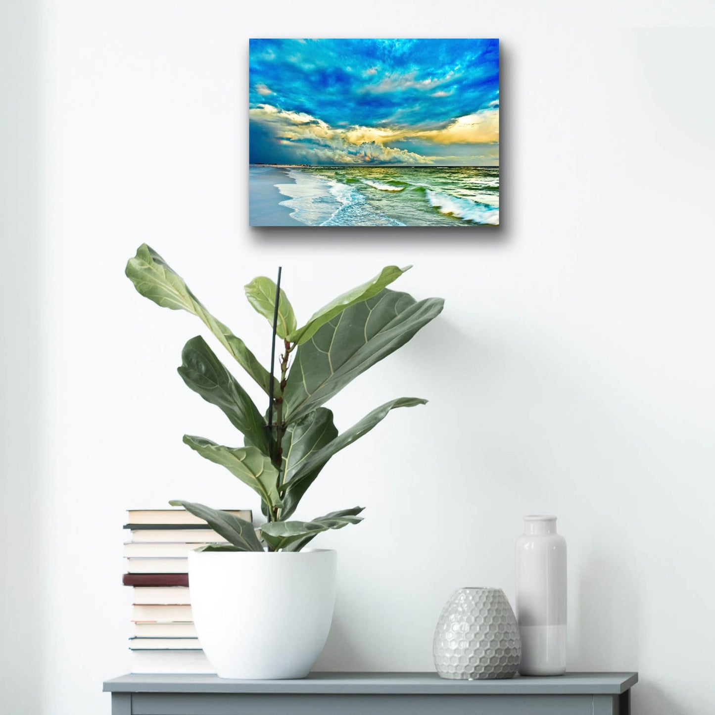 Epic Art 'Landscape Photography Blue And Turquoise Sea' by Ezra Tanner, Acrylic Glass Wall Art,16x12