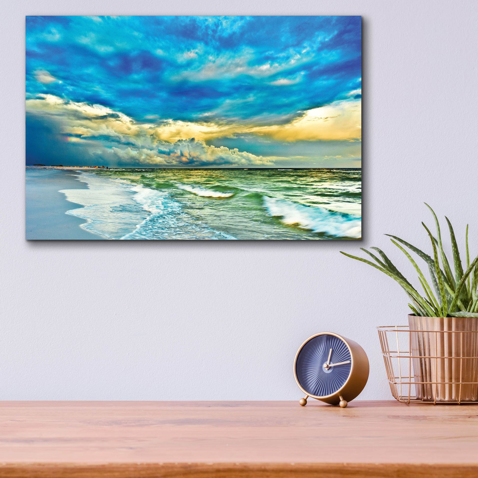 Epic Art 'Landscape Photography Blue And Turquoise Sea' by Ezra Tanner, Acrylic Glass Wall Art,16x12