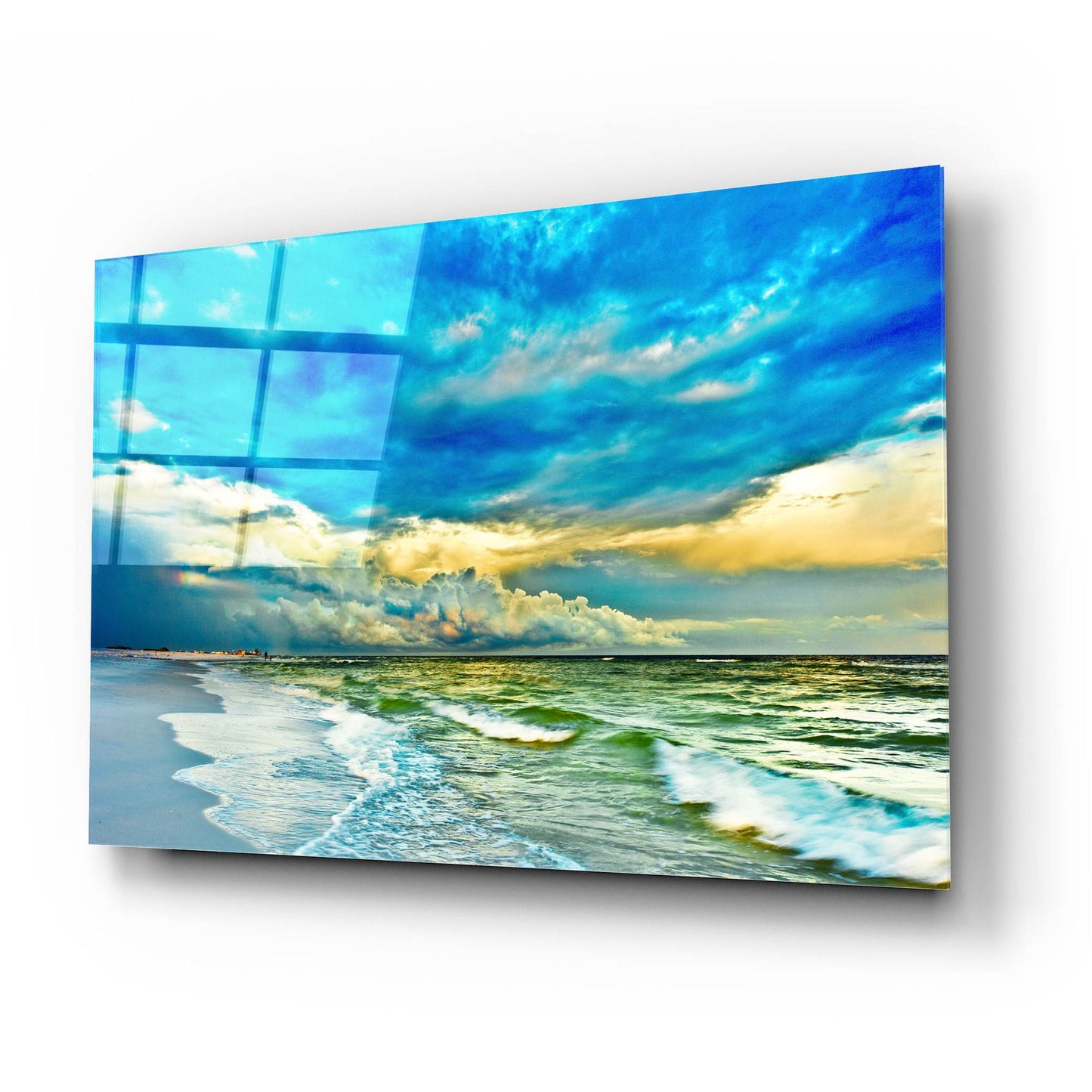 Epic Art 'Landscape Photography Blue And Turquoise Sea' by Ezra Tanner, Acrylic Glass Wall Art,24x16