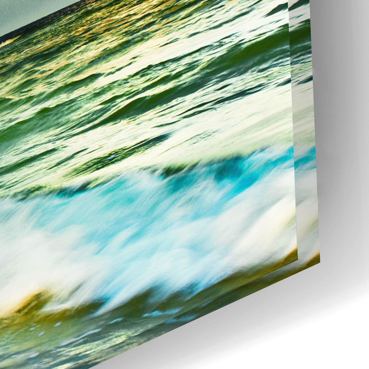 Epic Art 'Landscape Photography Blue And Turquoise Sea' by Ezra Tanner, Acrylic Glass Wall Art,24x16