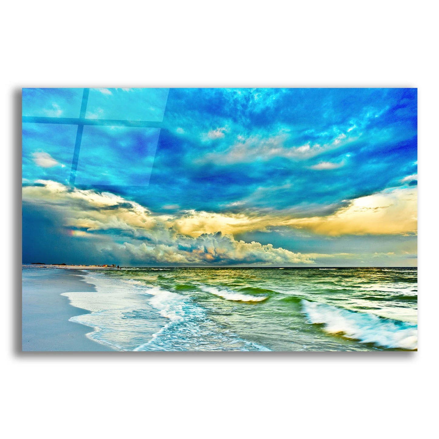 Epic Art 'Landscape Photography Blue And Turquoise Sea' by Ezra Tanner, Acrylic Glass Wall Art,24x16