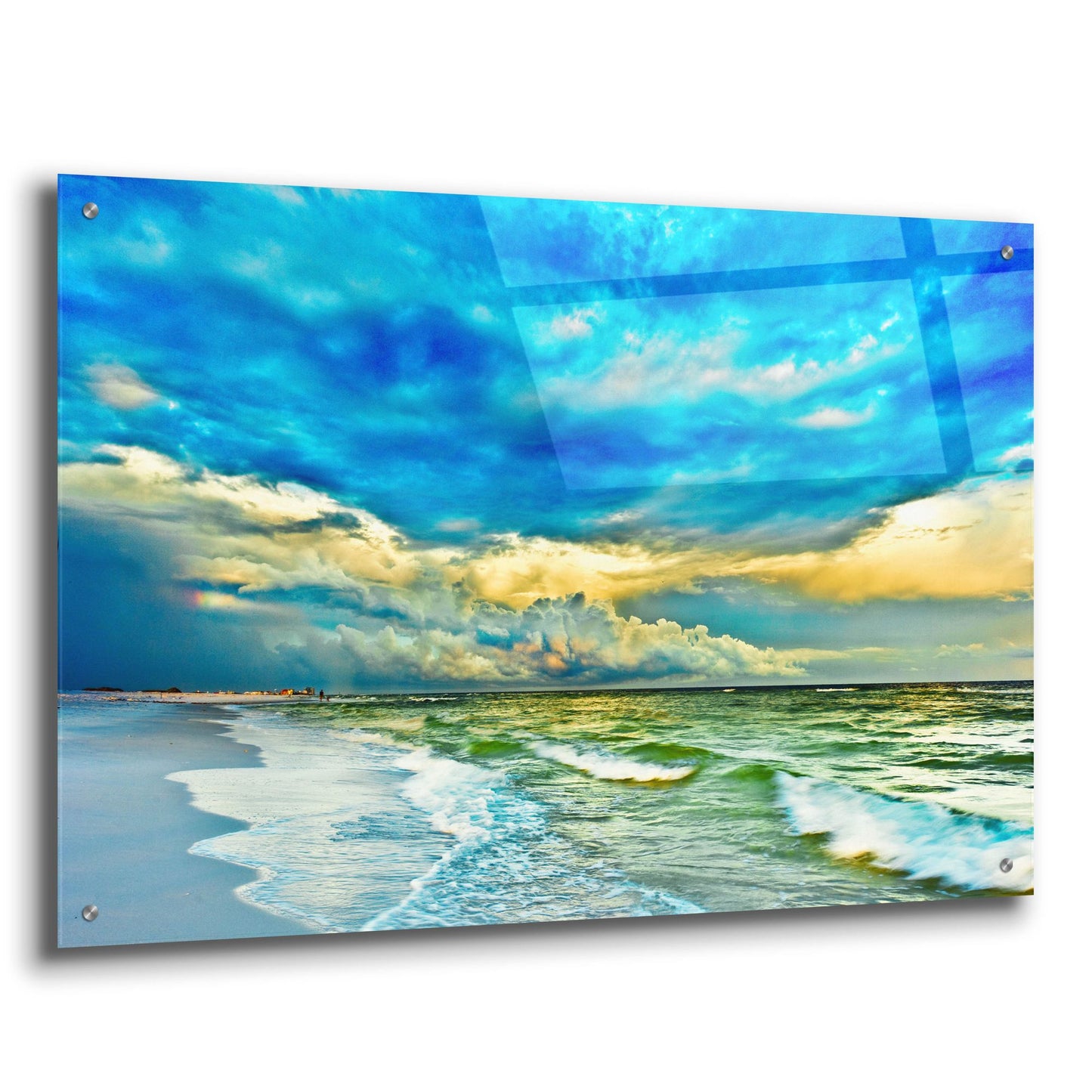 Epic Art 'Landscape Photography Blue And Turquoise Sea' by Ezra Tanner, Acrylic Glass Wall Art,36x24