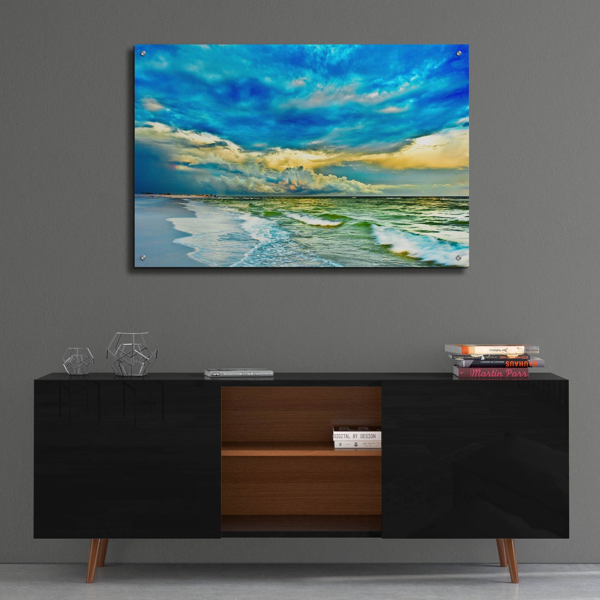 Epic Art 'Landscape Photography Blue And Turquoise Sea' by Ezra Tanner, Acrylic Glass Wall Art,36x24