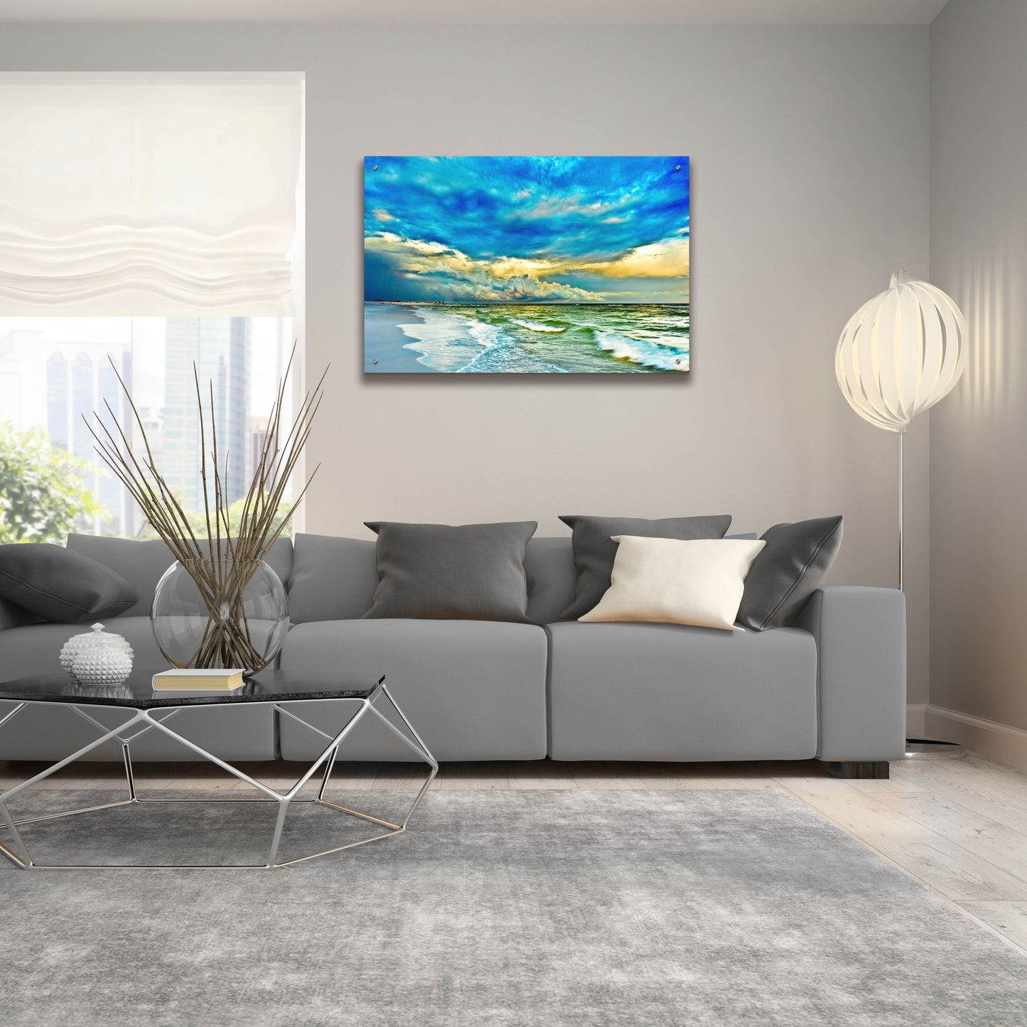 Epic Art 'Landscape Photography Blue And Turquoise Sea' by Ezra Tanner, Acrylic Glass Wall Art,36x24