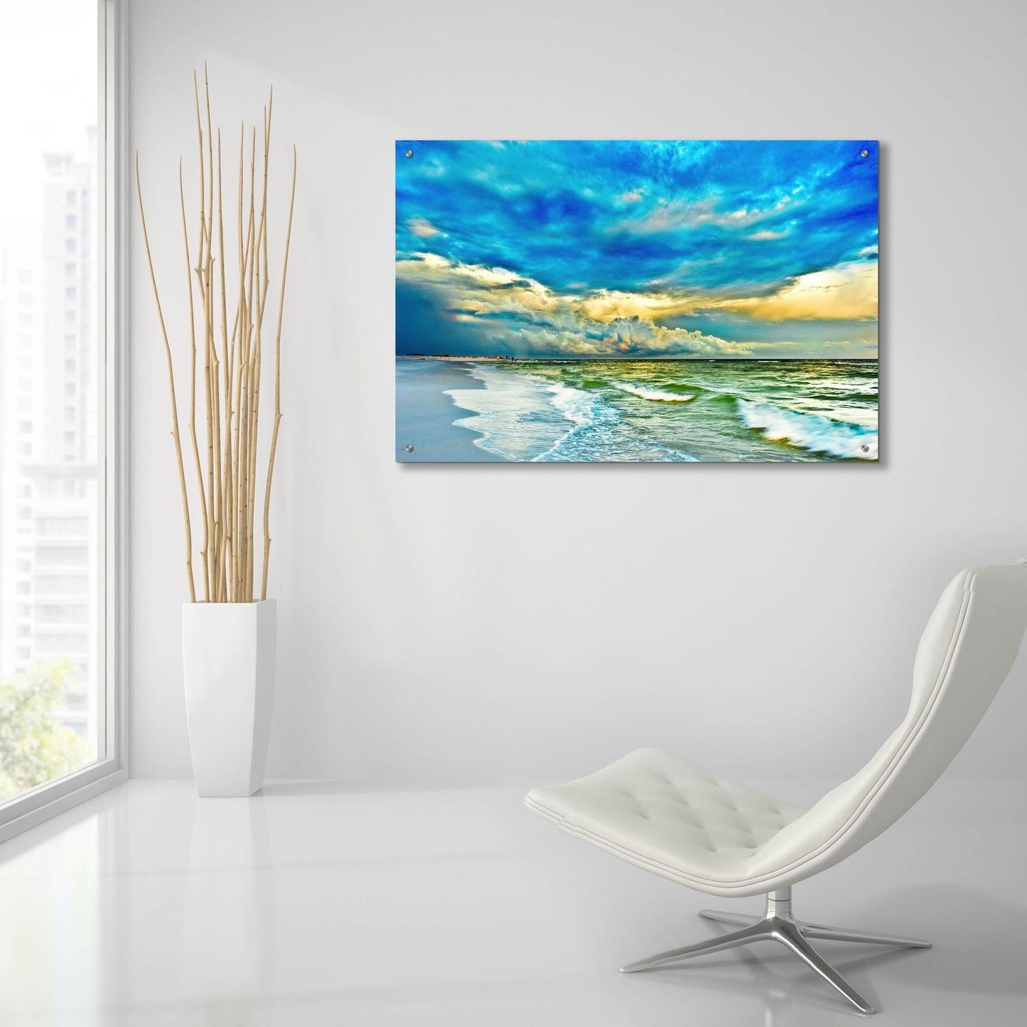 Epic Art 'Landscape Photography Blue And Turquoise Sea' by Ezra Tanner, Acrylic Glass Wall Art,36x24