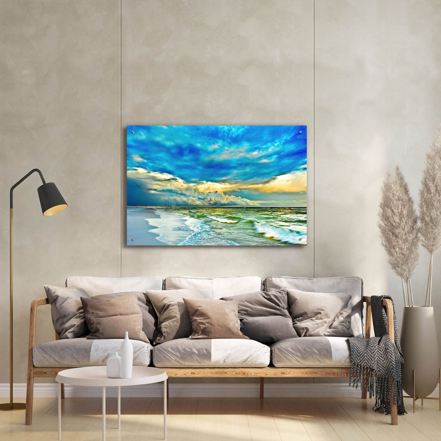 Epic Art 'Landscape Photography Blue And Turquoise Sea' by Ezra Tanner, Acrylic Glass Wall Art,36x24