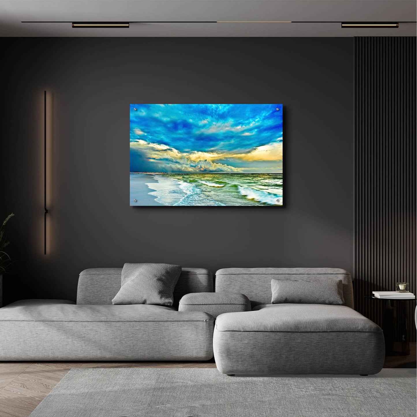 Epic Art 'Landscape Photography Blue And Turquoise Sea' by Ezra Tanner, Acrylic Glass Wall Art,36x24