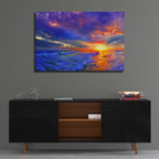Epic Art 'Romantic Pink Purple Cloud Sunset Beach' by Ezra Tanner, Acrylic Glass Wall Art,36x24