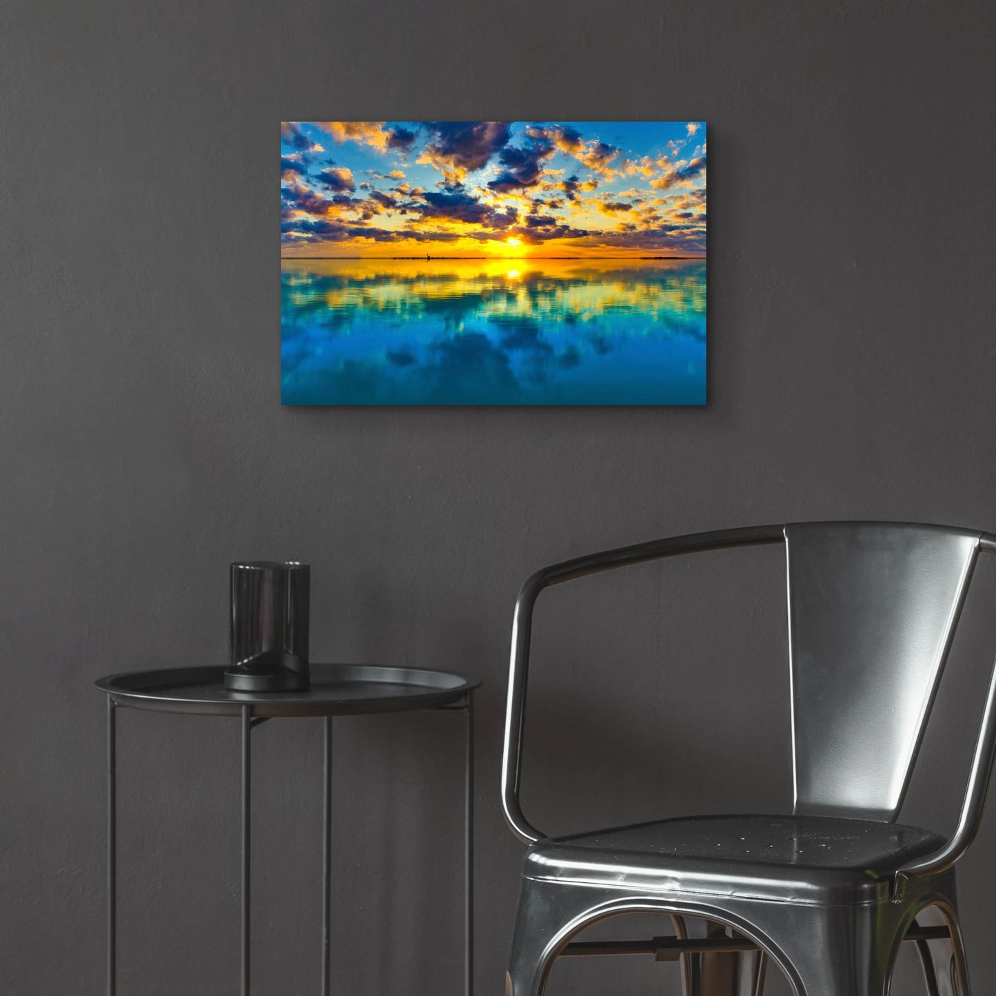 Epic Art 'Sunset Lake Reflection Blue Yellow Skyscape' by Ezra Tanner, Acrylic Glass Wall Art,24x16