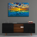 Epic Art 'Sunset Lake Reflection Blue Yellow Skyscape' by Ezra Tanner, Acrylic Glass Wall Art,36x24