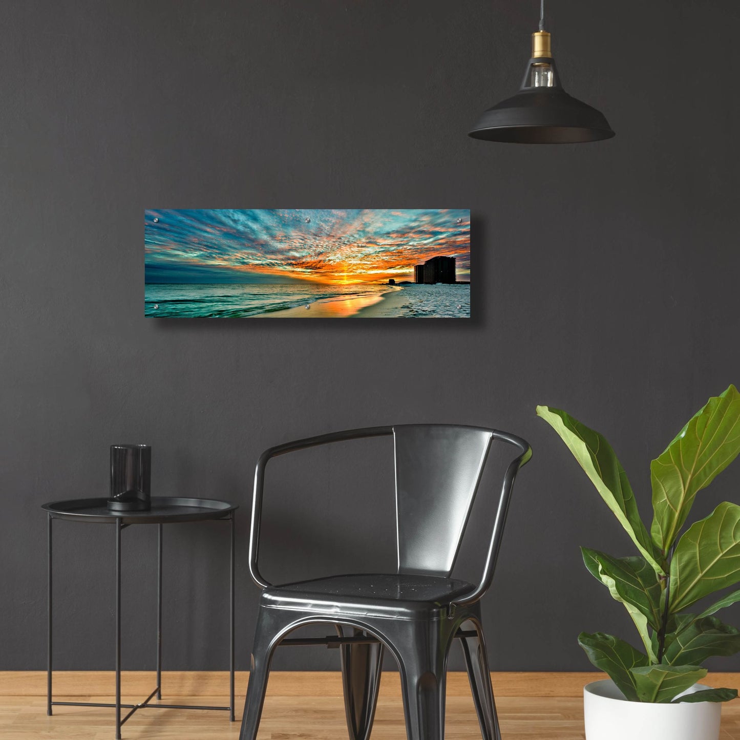 Epic Art 'Panoramic Sunset Red Ray Blue Sky' by Ezra Tanner, Acrylic Glass Wall Art,36x12