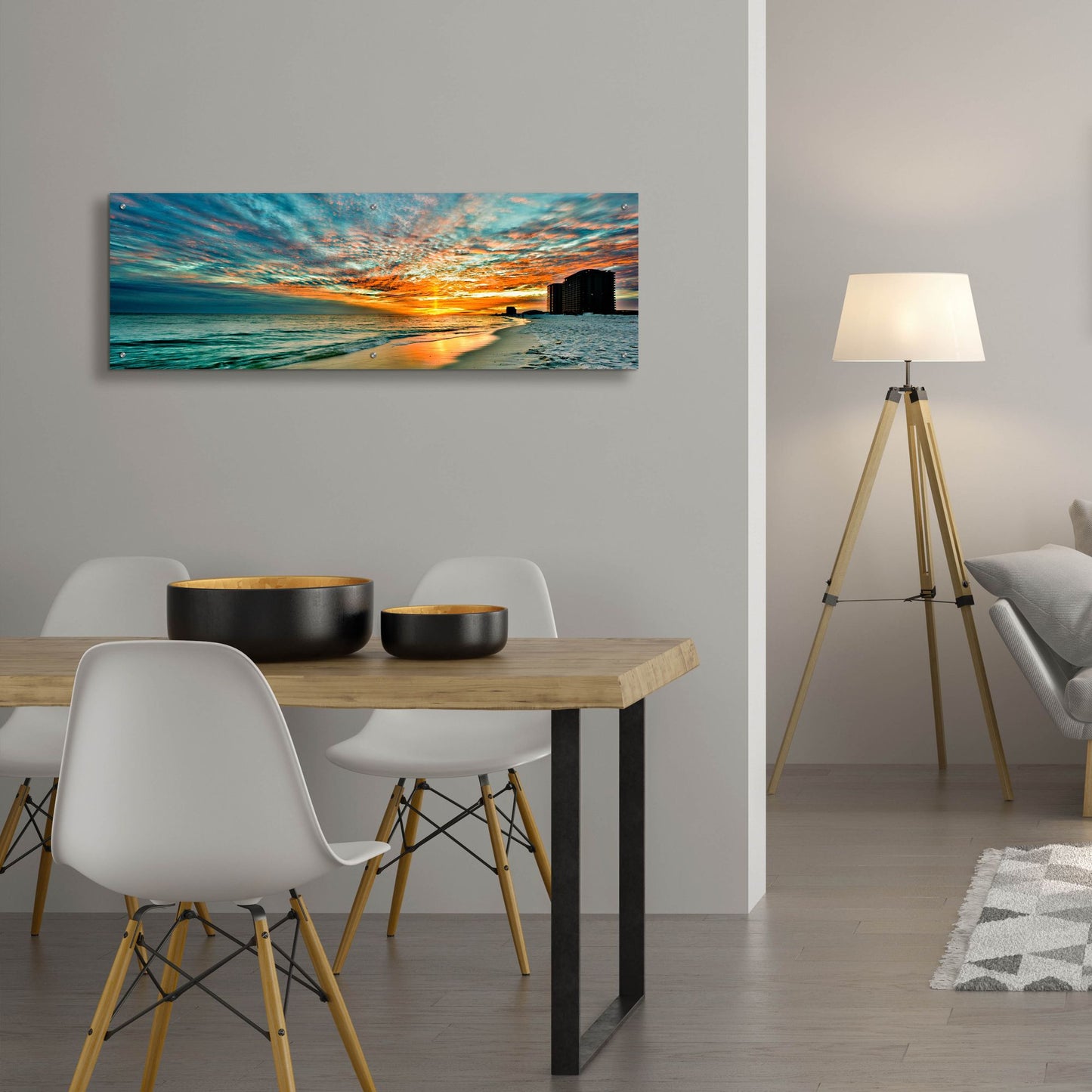 Epic Art 'Panoramic Sunset Red Ray Blue Sky' by Ezra Tanner, Acrylic Glass Wall Art,48x16