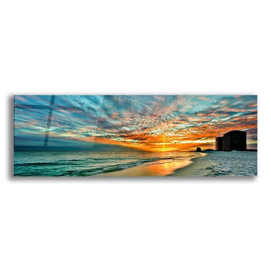 Epic Art 'Panoramic Sunset Red Ray Blue Sky' by Ezra Tanner, Acrylic Glass Wall Art