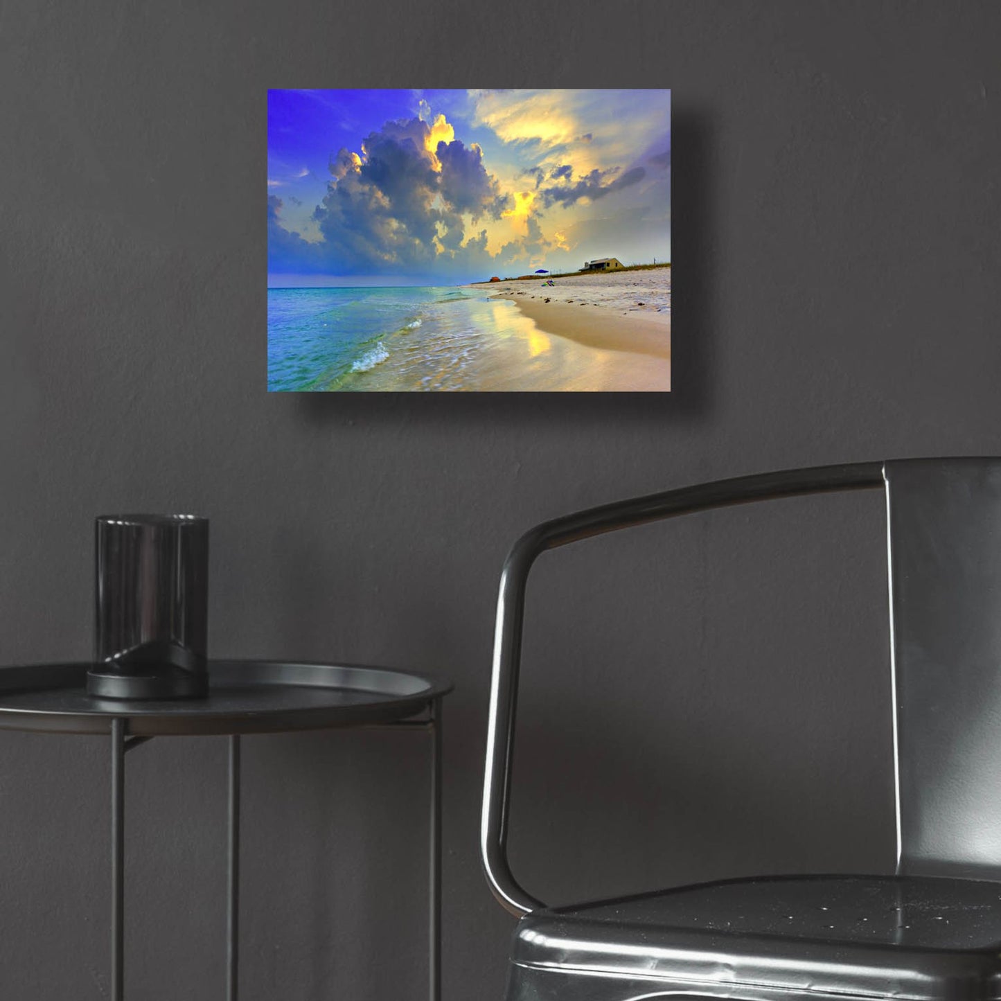 Epic Art 'Blue Beach Sunset National Seashore Sea' by Ezra Tanner, Acrylic Glass Wall Art,16x12