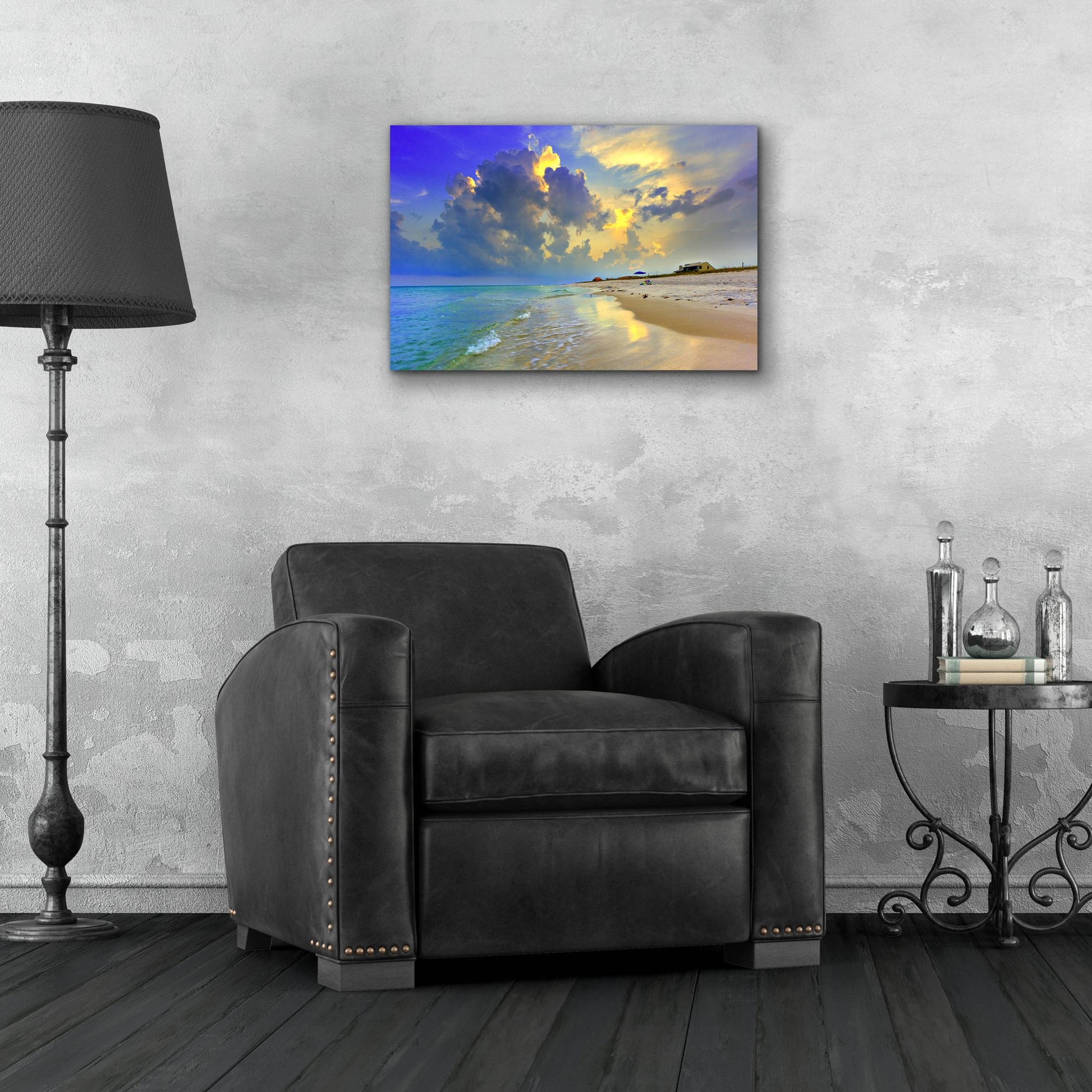 Epic Art 'Blue Beach Sunset National Seashore Sea' by Ezra Tanner, Acrylic Glass Wall Art,24x16