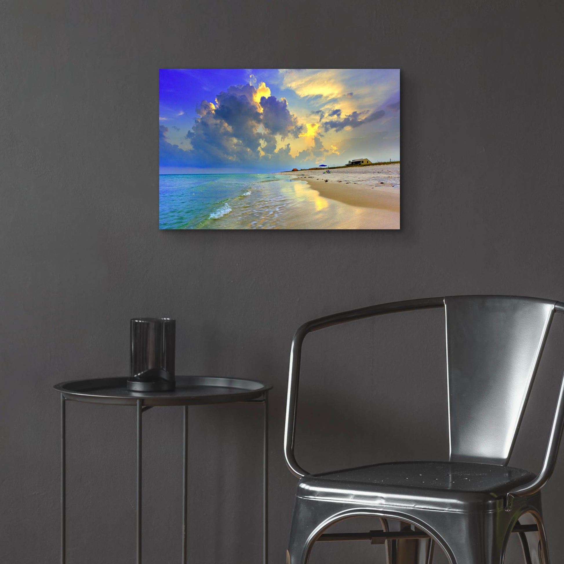 Epic Art 'Blue Beach Sunset National Seashore Sea' by Ezra Tanner, Acrylic Glass Wall Art,24x16