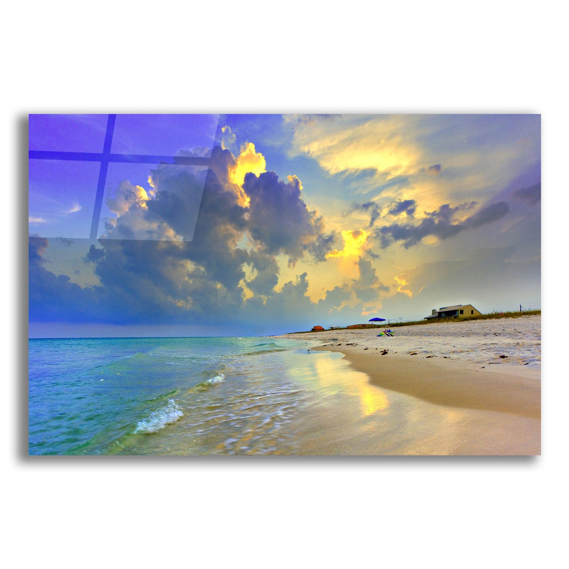 Epic Art 'Blue Beach Sunset National Seashore Sea' by Ezra Tanner, Acrylic Glass Wall Art,24x16