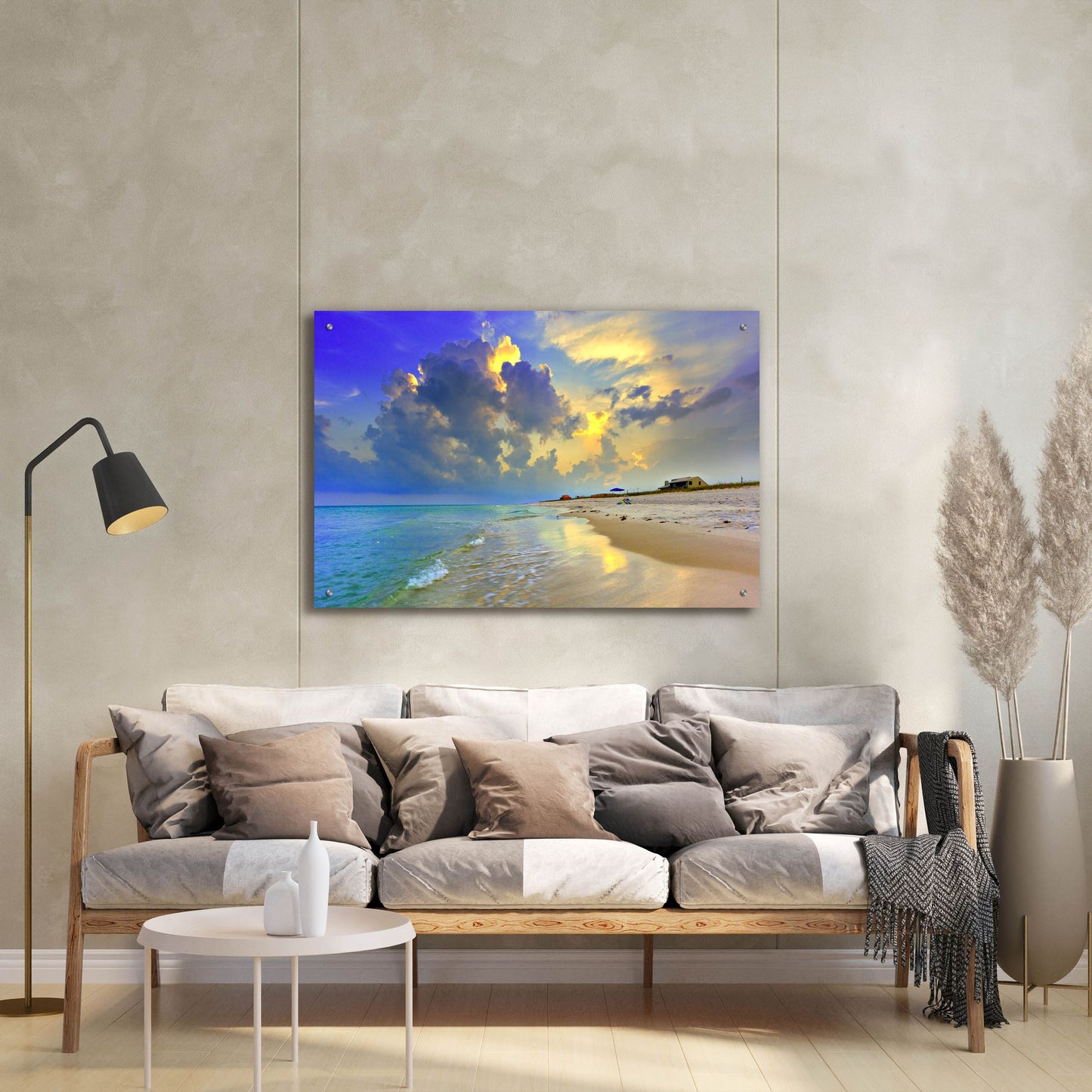 Epic Art 'Blue Beach Sunset National Seashore Sea' by Ezra Tanner, Acrylic Glass Wall Art,36x24