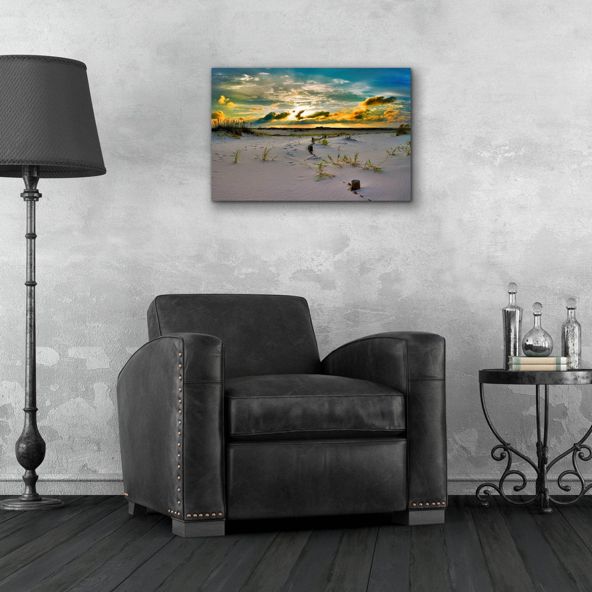 Epic Art 'Gold Sunset Beach Sand Dunes' by Ezra Tanner, Acrylic Glass Wall Art,24x16