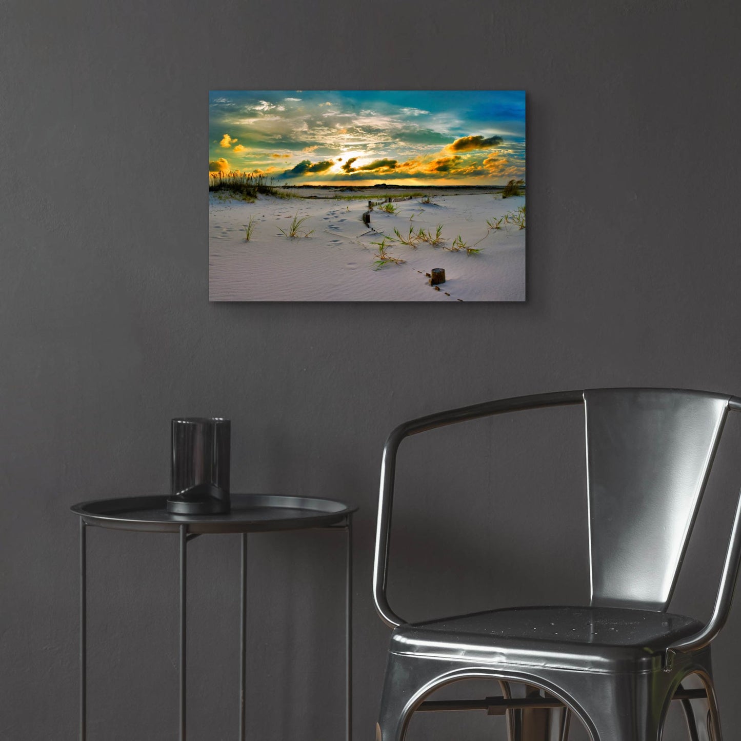 Epic Art 'Gold Sunset Beach Sand Dunes' by Ezra Tanner, Acrylic Glass Wall Art,24x16