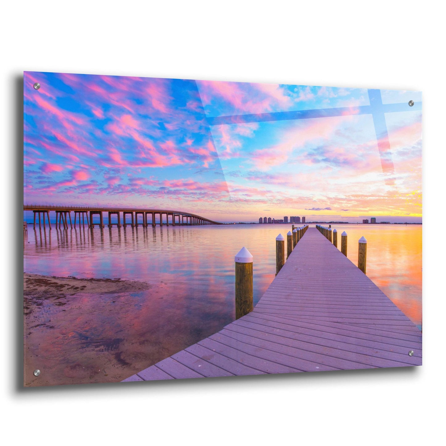 Epic Art 'Purple Cloud Wisp Sunset Reflection' by Ezra Tanner, Acrylic Glass Wall Art,36x24