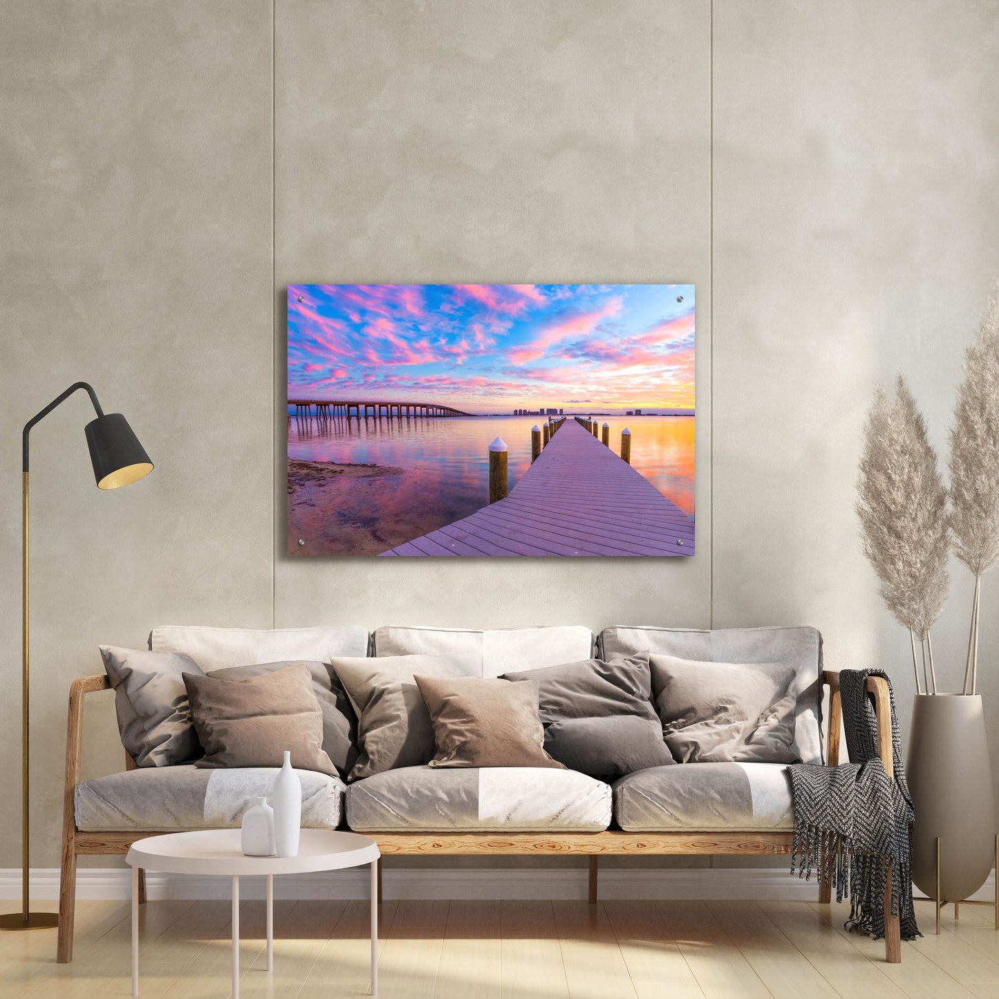 Epic Art 'Purple Cloud Wisp Sunset Reflection' by Ezra Tanner, Acrylic Glass Wall Art,36x24