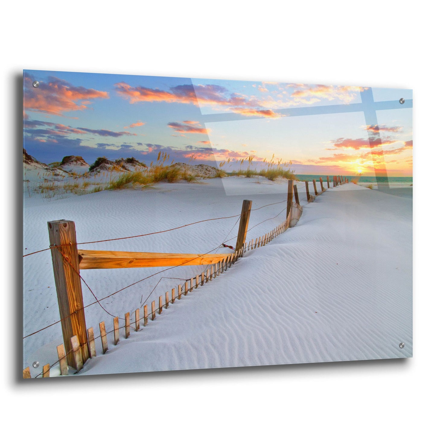 Epic Art 'White Sand Beach Sunset' by Ezra Tanner, Acrylic Glass Wall Art,36x24