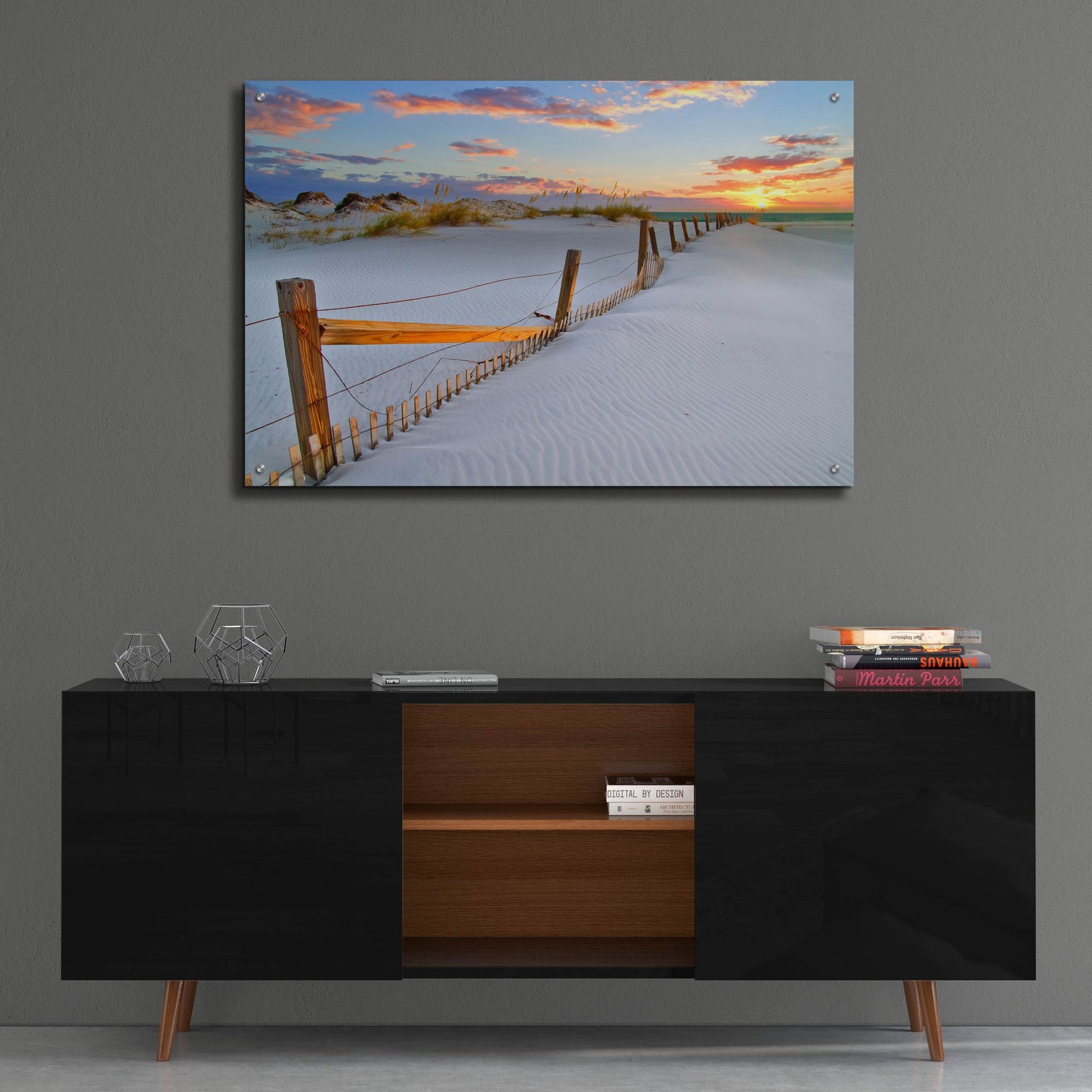 Epic Art 'White Sand Beach Sunset' by Ezra Tanner, Acrylic Glass Wall Art,36x24