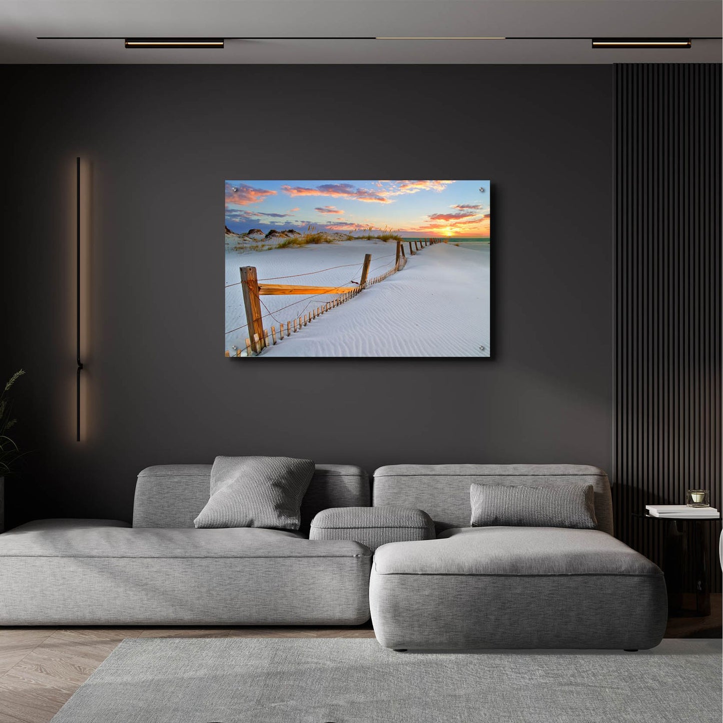 Epic Art 'White Sand Beach Sunset' by Ezra Tanner, Acrylic Glass Wall Art,36x24