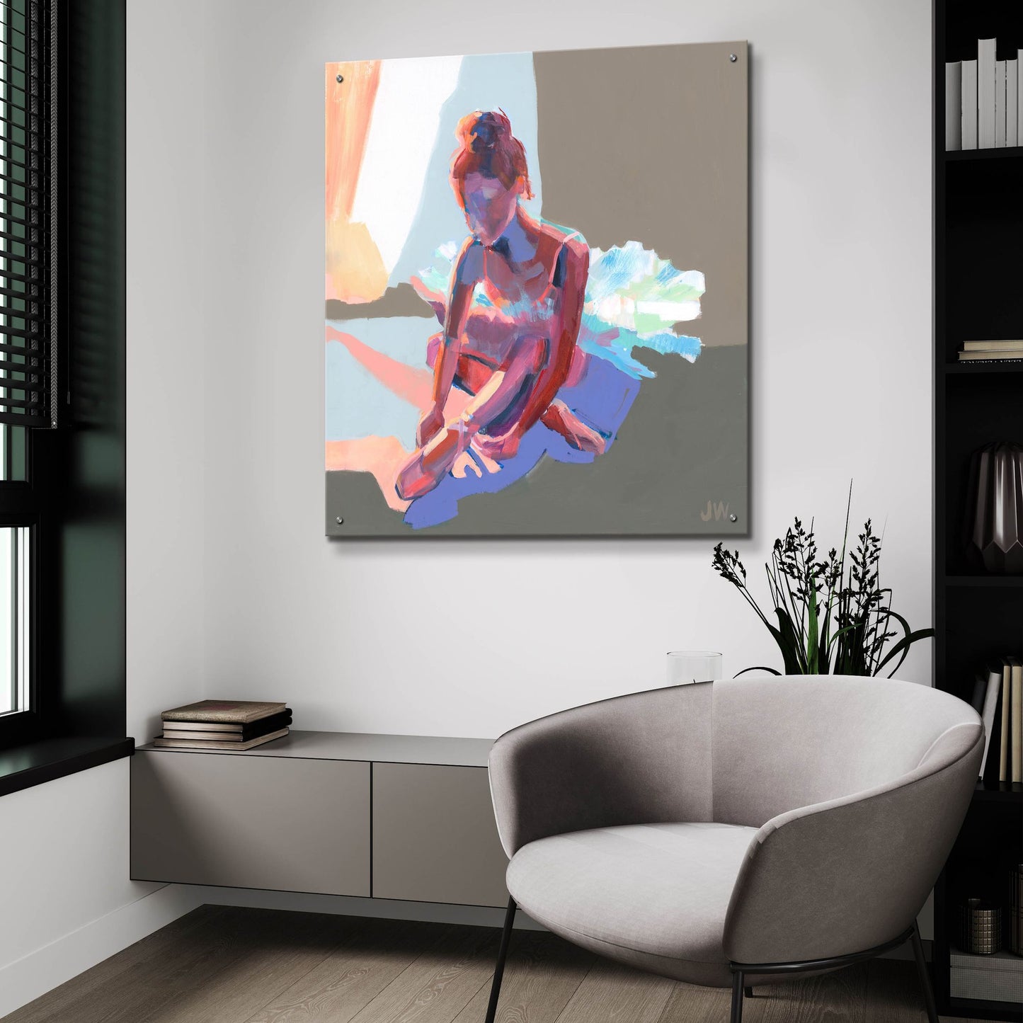 Epic Art 'Ballerina Sitting' by Jenny Westenhofer, Acrylic Glass Wall Art,36x36