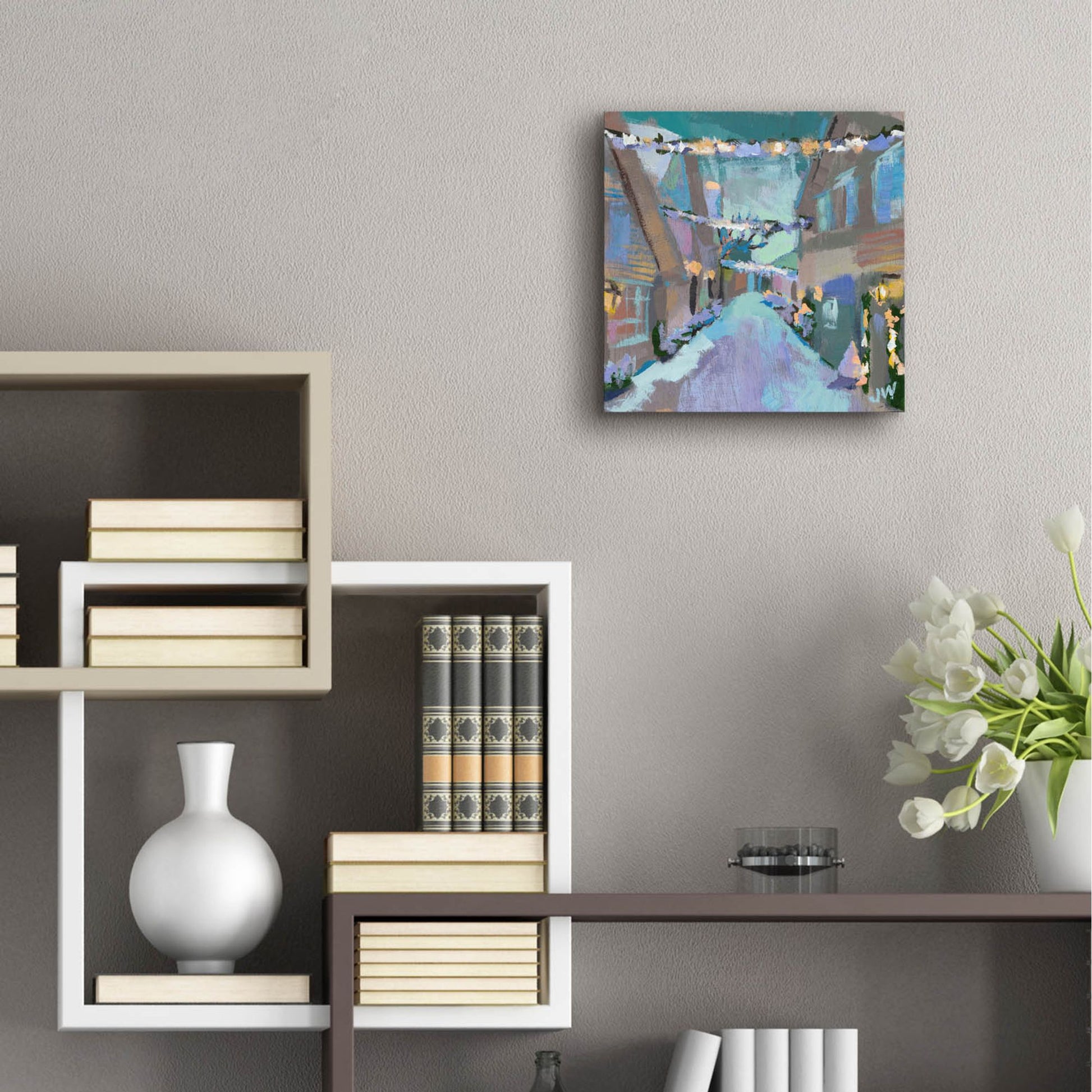 Epic Art 'Holiday Street Lights' by Jenny Westenhofer, Acrylic Glass Wall Art,12x12