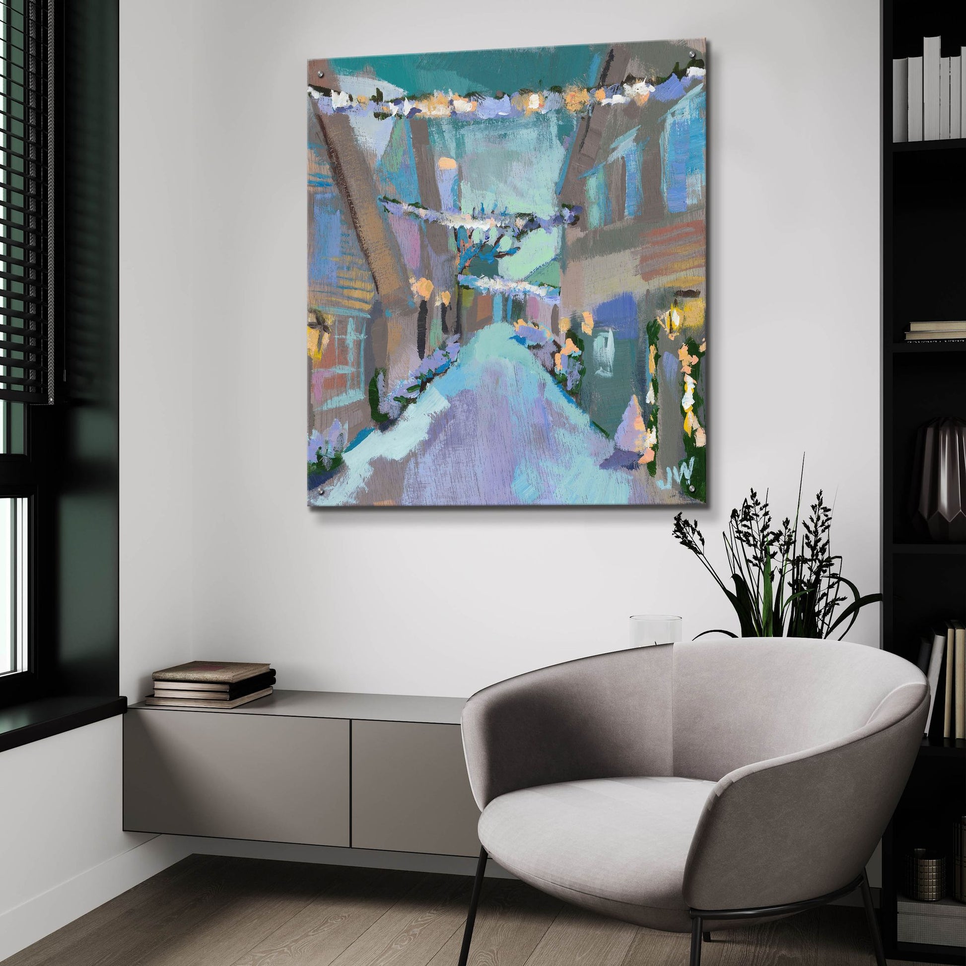 Epic Art 'Holiday Street Lights' by Jenny Westenhofer, Acrylic Glass Wall Art,36x36