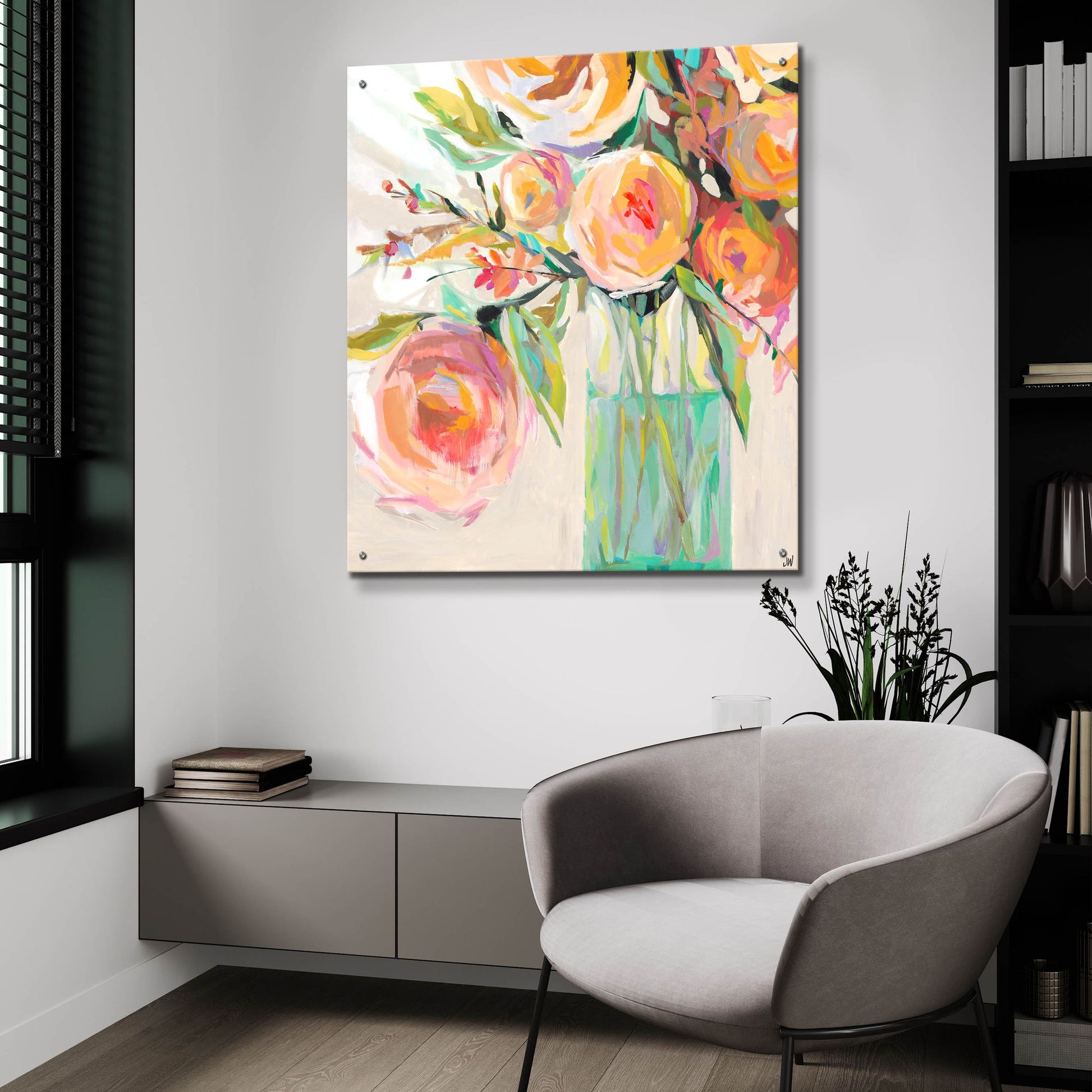 Epic Art 'Kelly's Bouquet' by Jenny Westenhofer, Acrylic Glass Wall Art,36x36