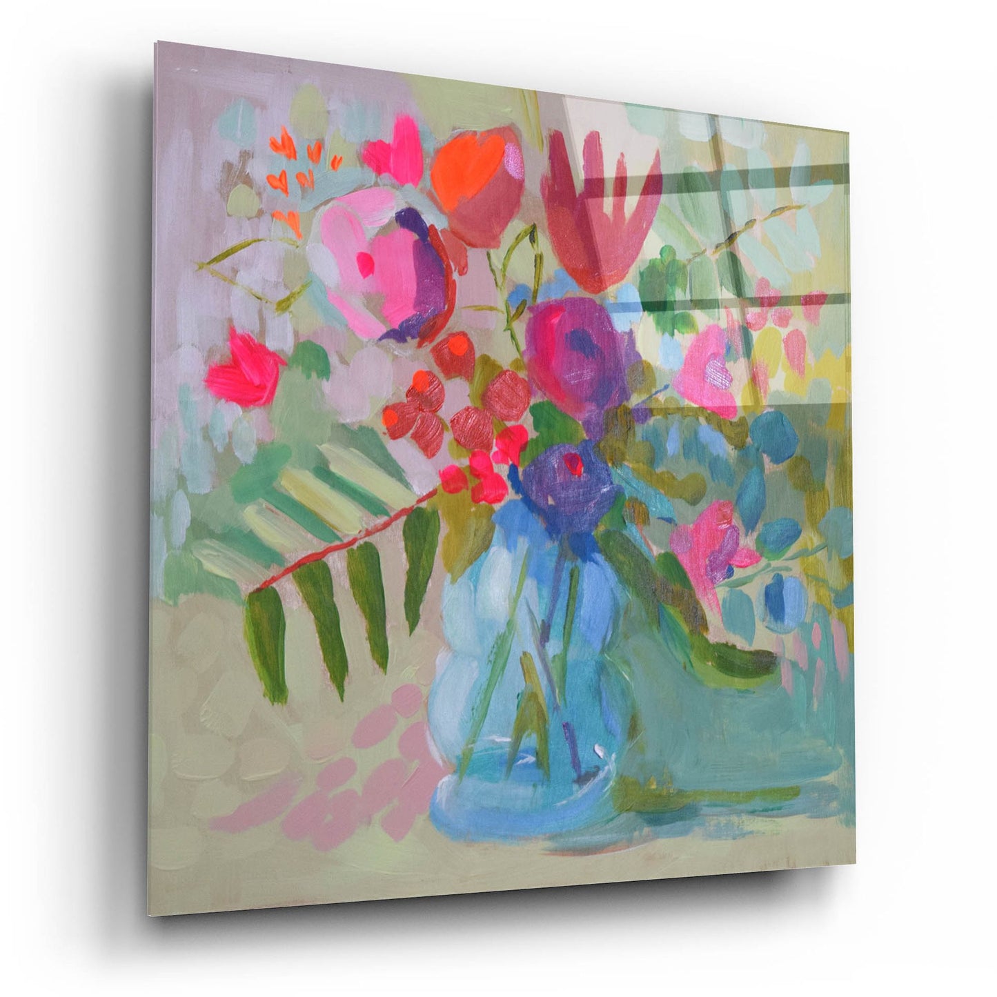 Epic Art 'Neon Floral' by Jenny Westenhofer, Acrylic Glass Wall Art,12x12