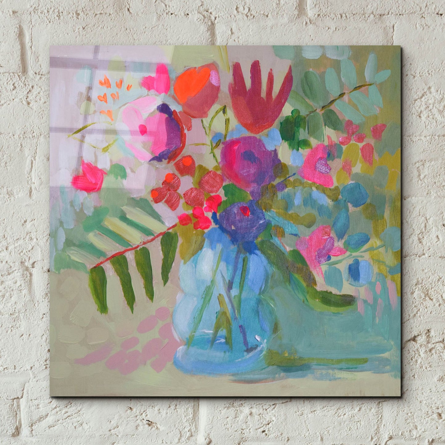 Epic Art 'Neon Floral' by Jenny Westenhofer, Acrylic Glass Wall Art,12x12