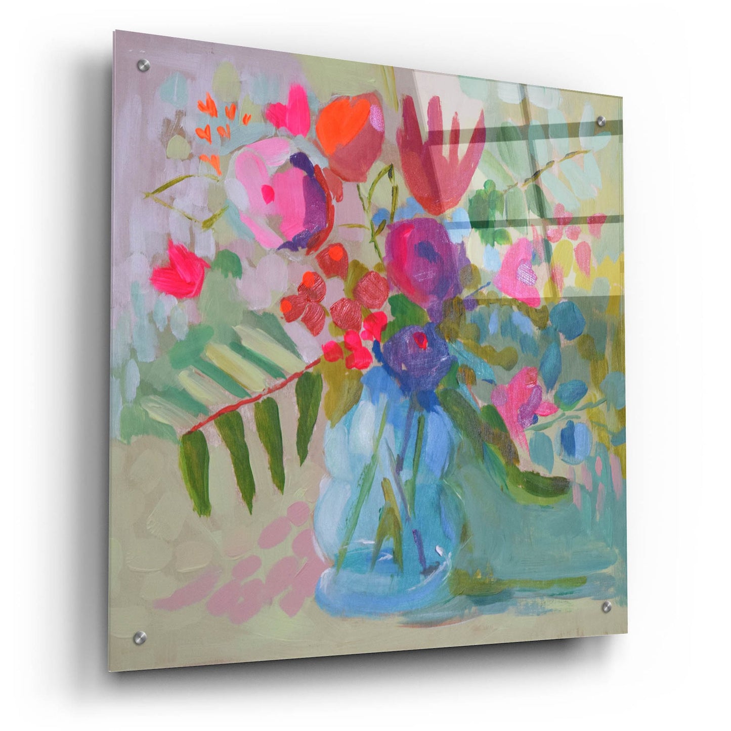 Epic Art 'Neon Floral' by Jenny Westenhofer, Acrylic Glass Wall Art,24x24