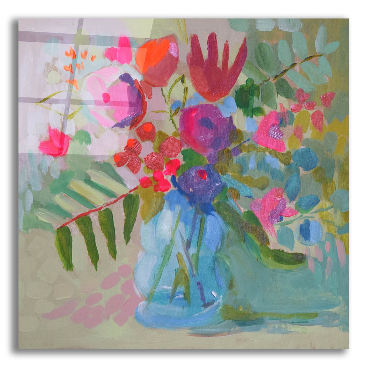 Epic Art 'Neon Floral' by Jenny Westenhofer, Acrylic Glass Wall Art