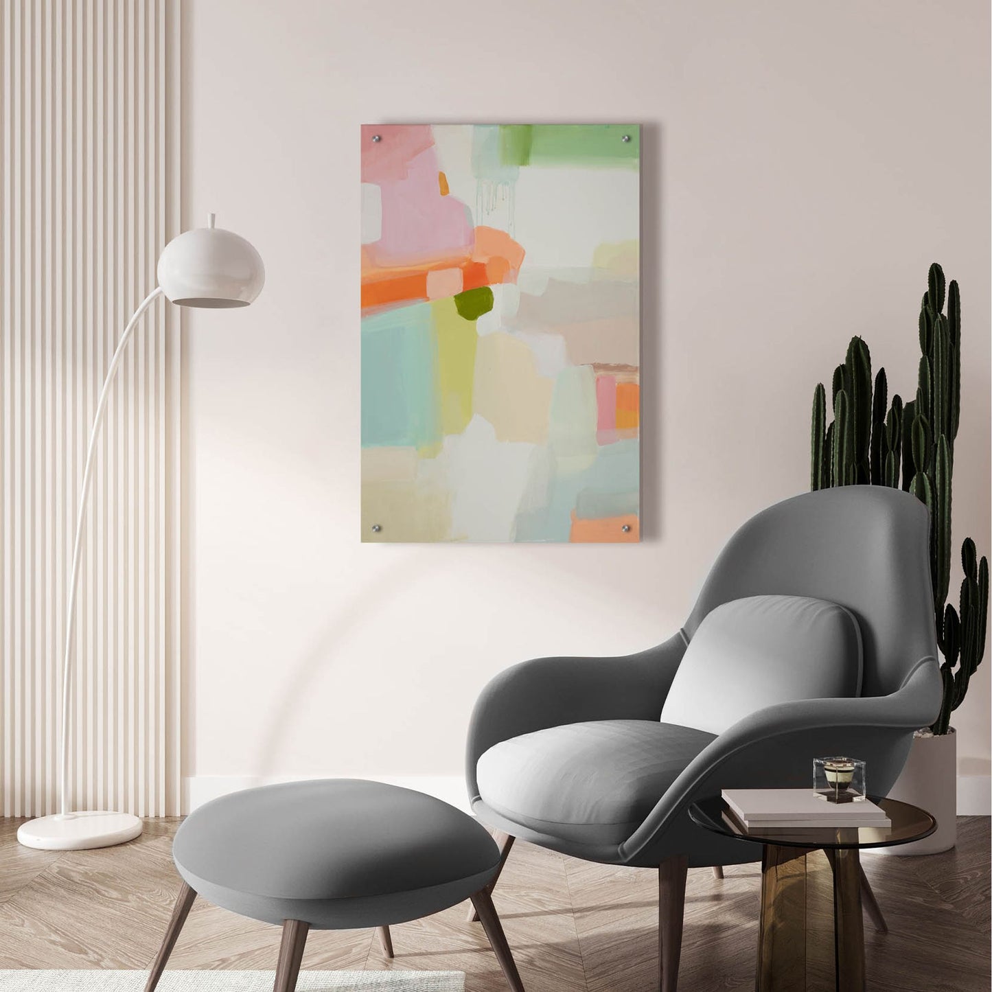 Epic Art 'Pastel Abstract 1' by Jenny Westenhofer, Acrylic Glass Wall Art,24x36