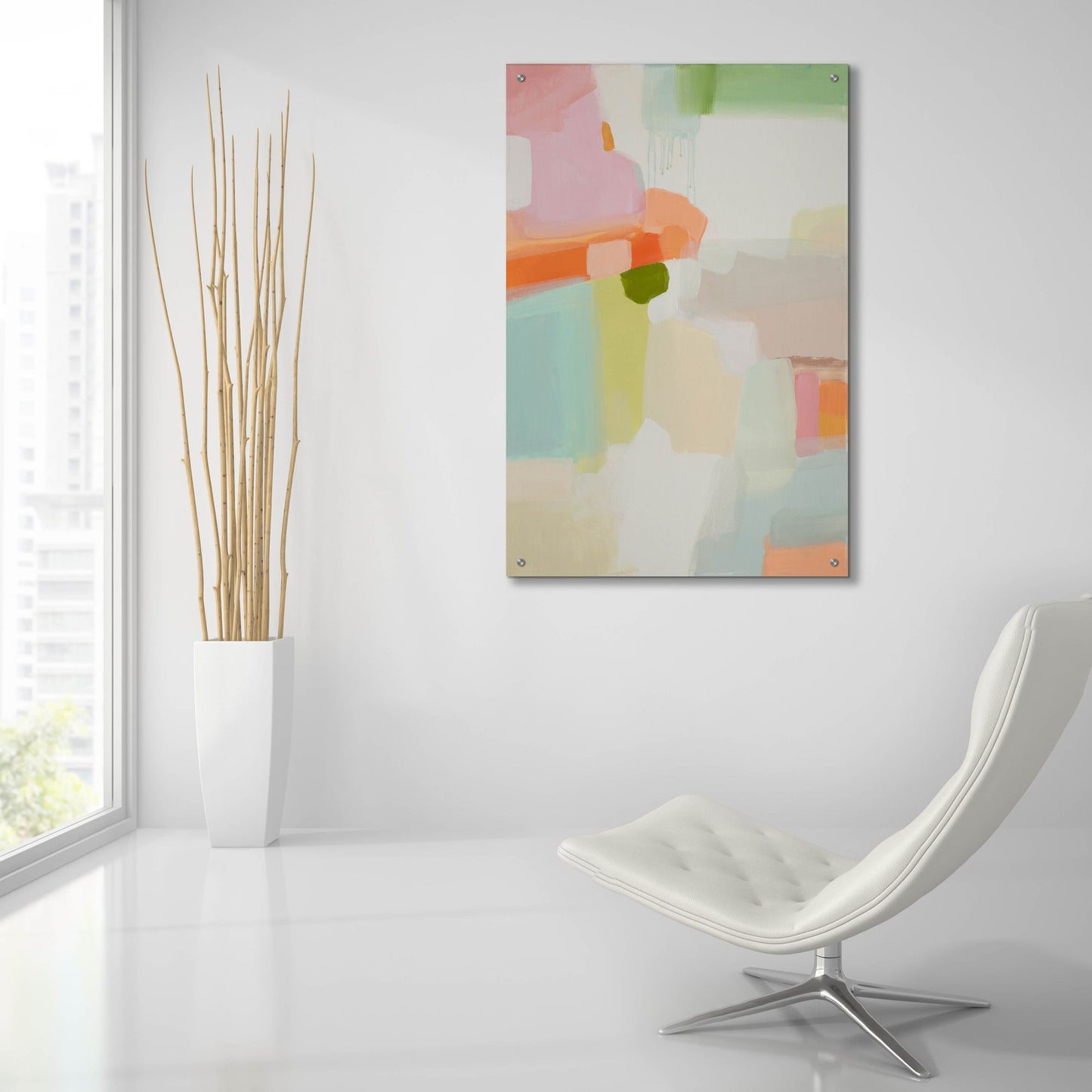 Epic Art 'Pastel Abstract 1' by Jenny Westenhofer, Acrylic Glass Wall Art,24x36