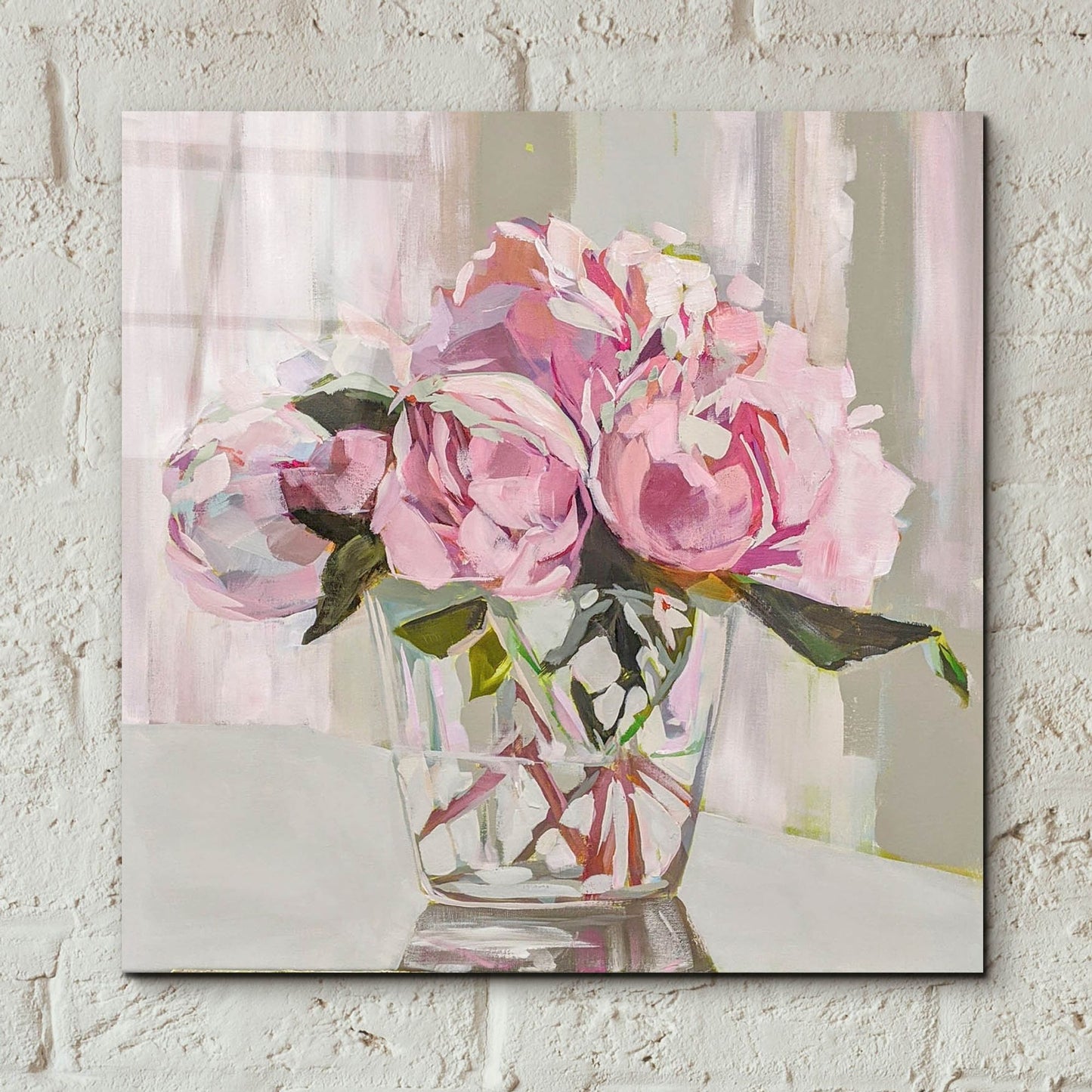 Epic Art 'Peonies' by Jenny Westenhofer, Acrylic Glass Wall Art,12x12