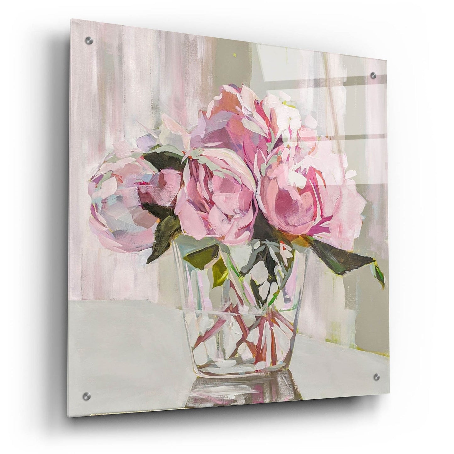 Epic Art 'Peonies' by Jenny Westenhofer, Acrylic Glass Wall Art,24x24